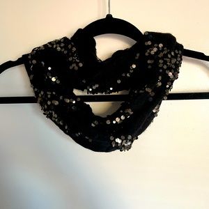 Black infinity scarf with sequins